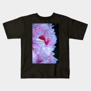 Pink Peony with Raindrops Kids T-Shirt